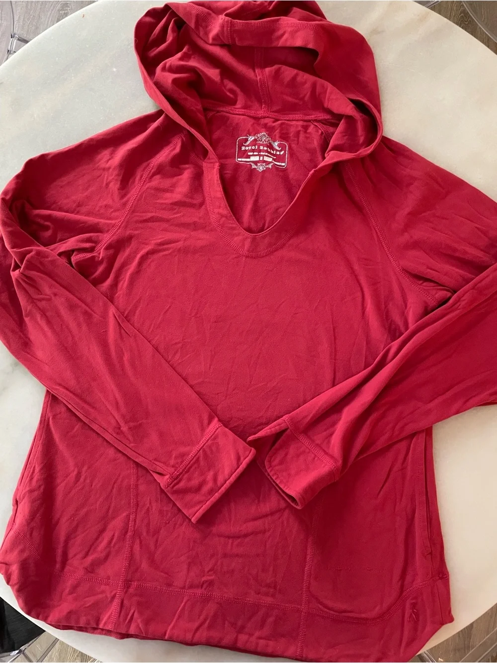 Royal Robbins Women's Raspberry Red long sleeve hooded top size M